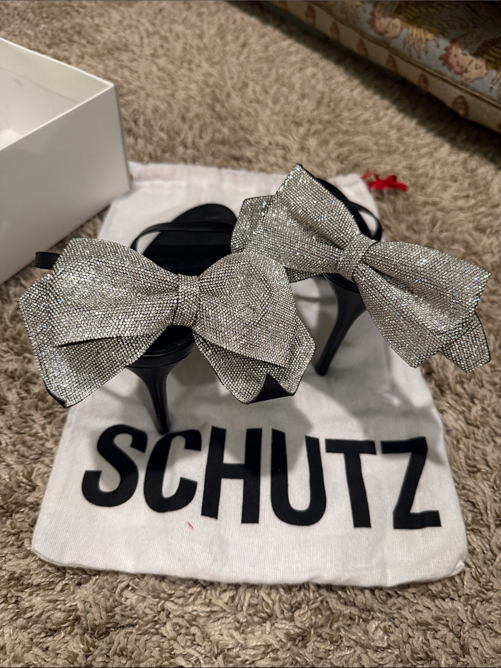 SCHUTZ Lyla Stiletto with Silver Crystal Bow